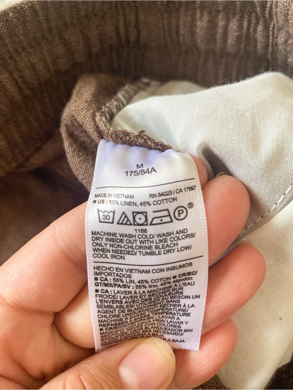 Old Navy 90s Straight Linen Blend Pants Medium | Brown Pull-On Elastic Waist - Picture 7 of 8